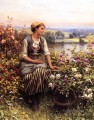 Daydreaming countrywoman Daniel Ridgway Knight Flowers
